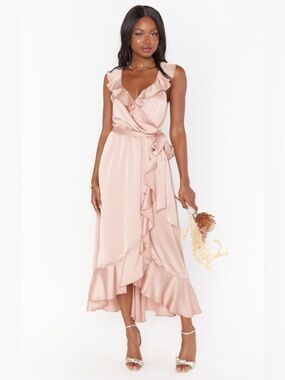 Show Me Your Mumu Samantha Ruffle Blush Wrap Dress